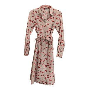 Marimekko Trina Ruuturuutu Button Front Midi Shirt Dress Tie Waist Multicolor